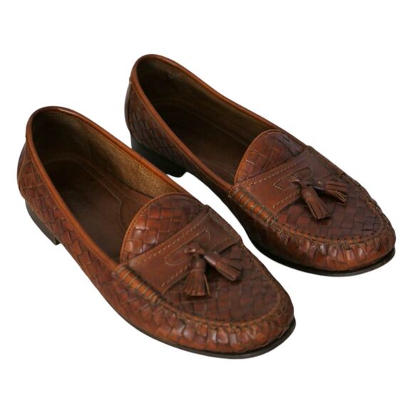 Allen Edmonds Tobago Tassel Loafers Size 11 D Brandy Brown Leather Made in Italy - Picture 1 of 11